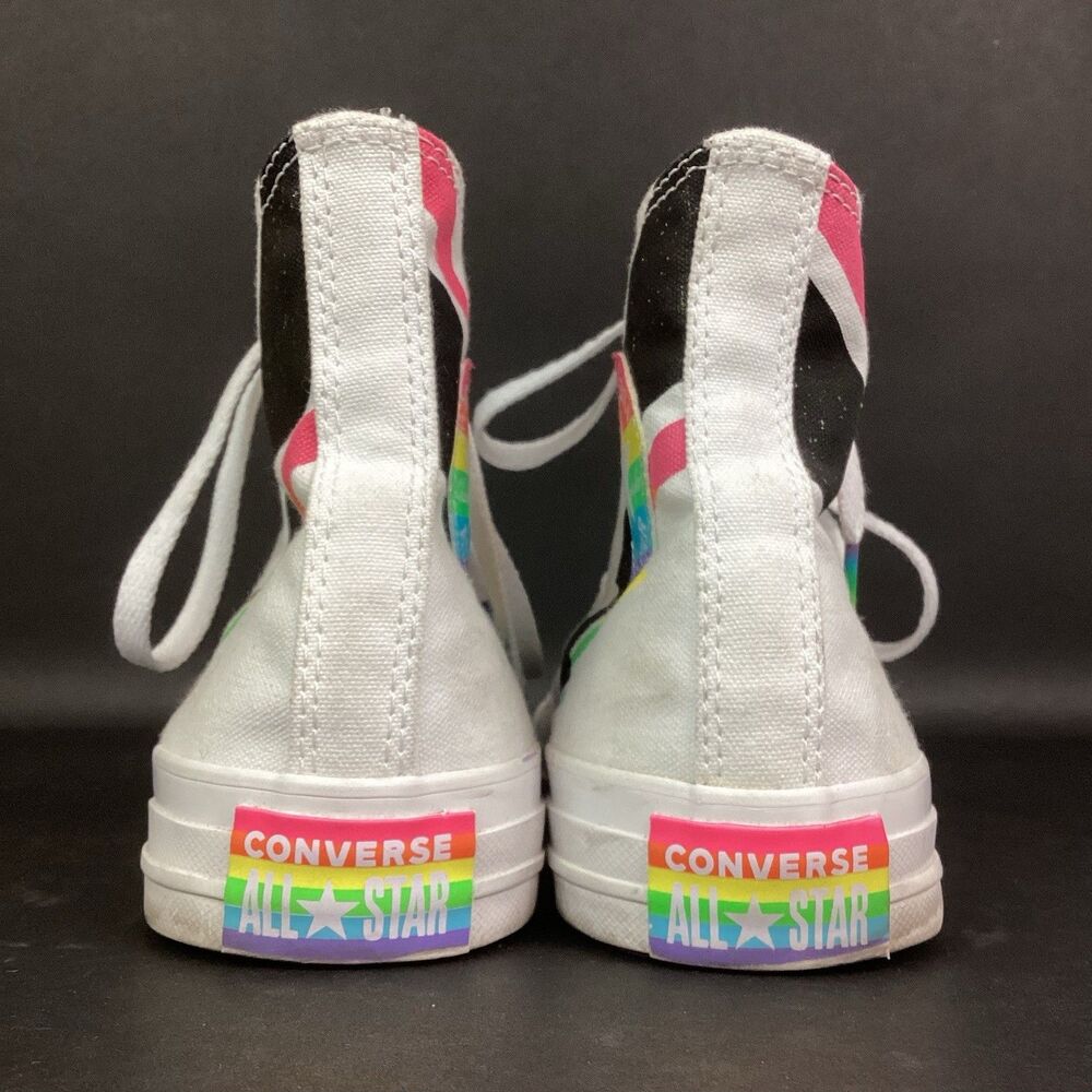 Converse CTAS High Pride Lightning Bolt Women's 8/Men's 6 White Rainbow 165715C - Picture 3 of 11